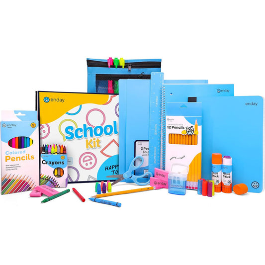 School Supply Kit, Blue, 71-Piece Set
