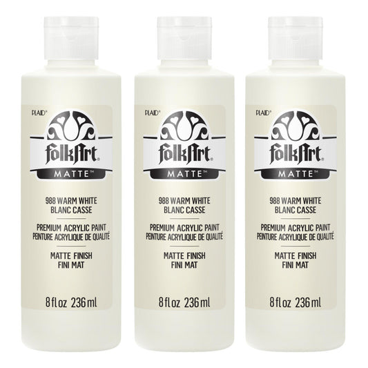 Acrylic Paint Matte, 8oz., Warm White, Pack of 3
