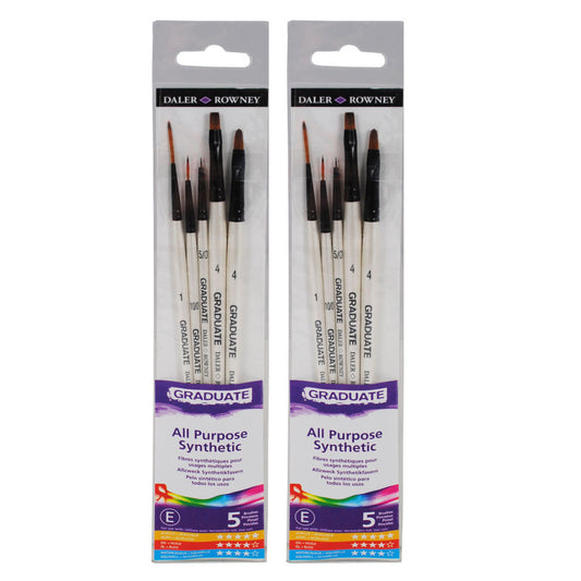Graduate Detail Brush Set, Synthetic, 5 Pieces Per Set, 2 Sets