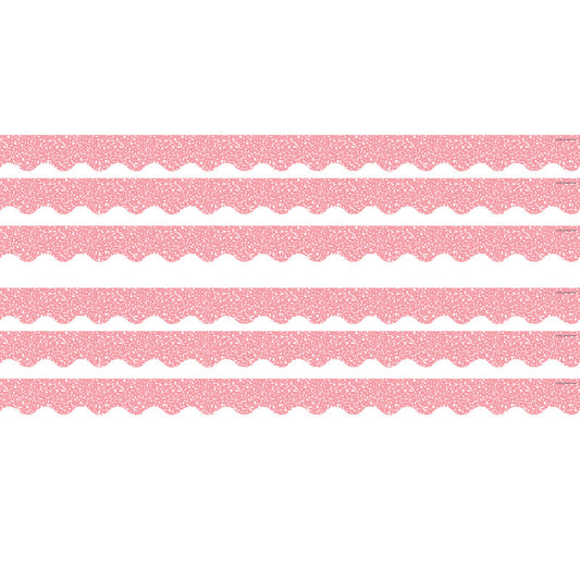 Composition Pink Scalloped Border Trim, 35 Feet Per Pack, 6 Packs
