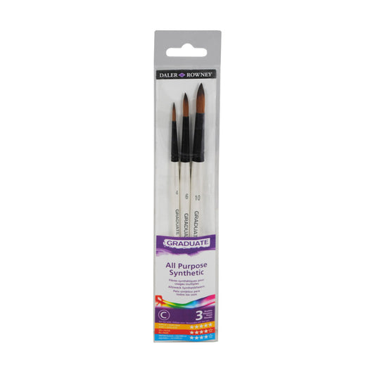 Graduate Round Brush Set, Synthetic, 3 Pieces