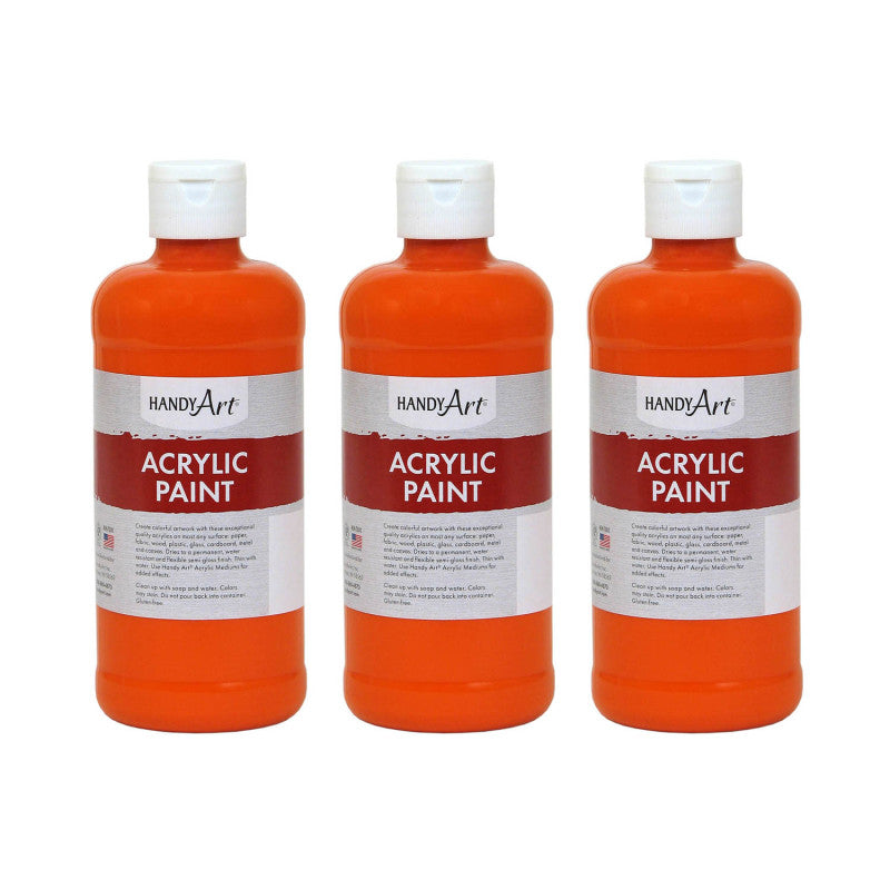 Acrylic Paint 16 oz, Chrome Orange, Pack of 3