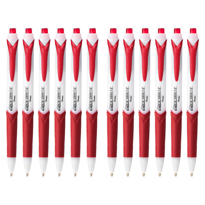 GlideWrite Ballpoint Pen with TechniFlo Ink, (1.0mm) Medium Line, Red, 1 Dozen