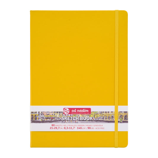 Sketchbook, 80 Sheets, 90lbs, Golden Yellow Cover, 8.3" x 11.7" (A4)