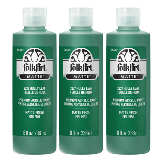Acrylic Paint Matte, 8oz., Holly Leaf, Pack of 3