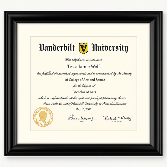 ELEGANT BLACK FRAME FOR 8.5x11 DIPLOMA