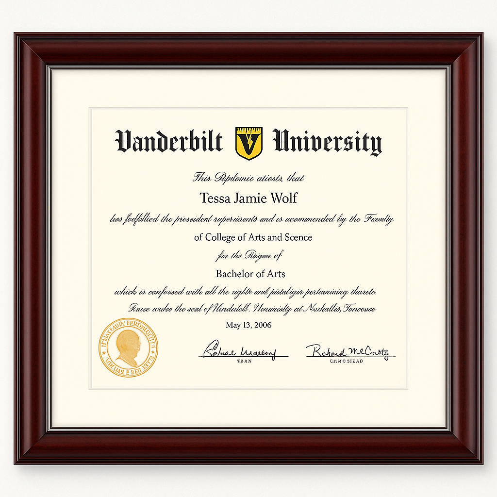 ELEGANT BLACK & MAHOGANY FRAME FOR 8.5x11 DIPLOMA