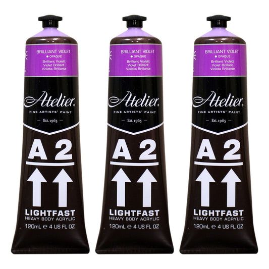 A2 Heavy Body Lightfast Artist Acrylic, 4 oz., Brilliant Violet, Pack of 3