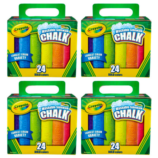 Washable Sidewalk Chalk, 24 Per Box, 4 Boxes