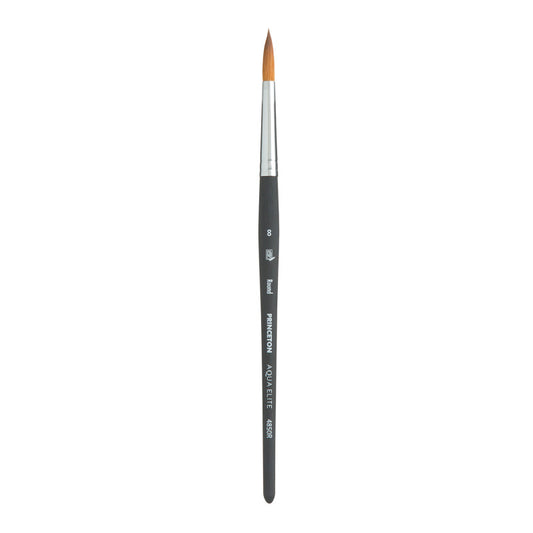 Aqua Elite Round Brush, Synthetic Bristles, Short Handle Watercolor Paintbrush, Matte Black, Size 8, 1 Count