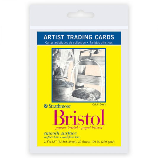 300 Series Artist Trading Cards Bristol Paper Pack, Smooth Finish, 2.5x3.5 inch, 20 Sheets