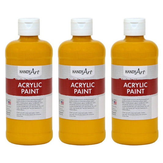 Acrylic Paint 16 oz, Deep Yellow, Pack of 3