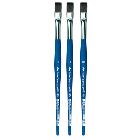 FORTE BASIC Student Brush, Synthetic, Acrylic, Flat, Series 394, Size 10, Pack of 3