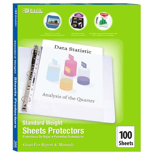 Standard Weight Top Loading Sheet Protectors, Box of 100