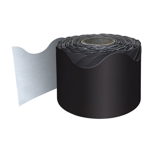 Black Rolled Scalloped Border, 2-1/4 Inch x 65 Feet