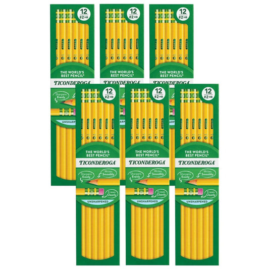 No. 2 Pencils, Unsharpened, 12 Per Pack, 6 Packs