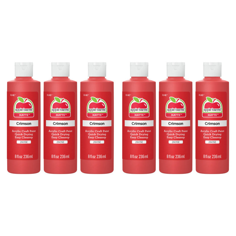 Acrylic Paint Matte, 8oz., Crimson, Pack of 6