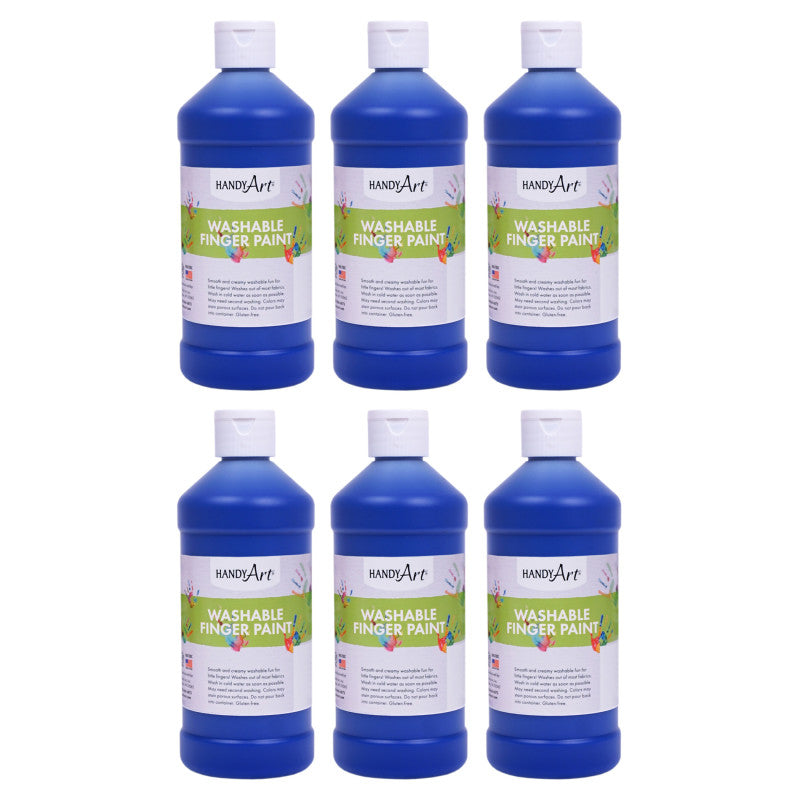 Washable Finger Paint, Blue, 16 oz., Pack of 6