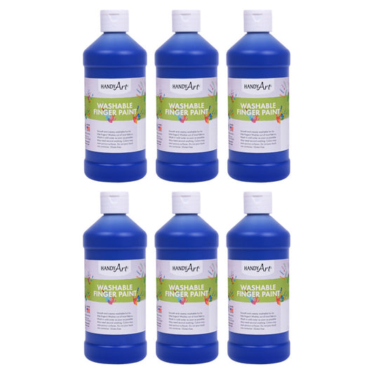 Washable Finger Paint, Blue, 16 oz., Pack of 6