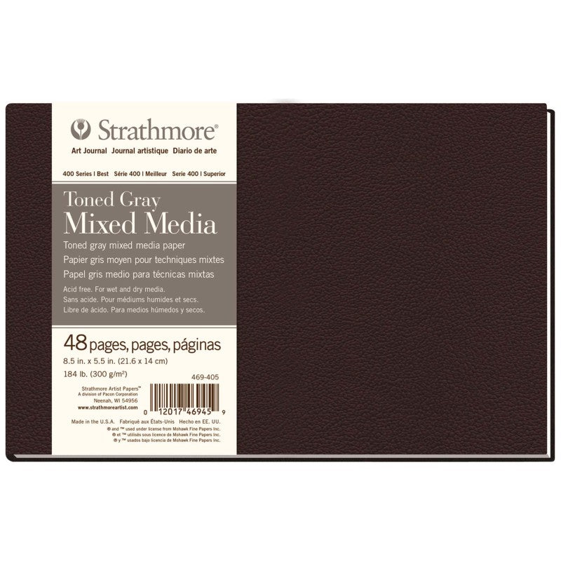 400 Series Art Journal Mixed Media Paper, Toned Gray, Hardbound Binding, 48 Sheet, 8.5x5.5 inch, 1 Count