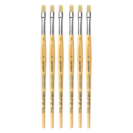 JUNIOR BORSTE Synthetic Student Brush, Synthetic, Tempera, Flat, Series 329, Size 6, Pack of 6