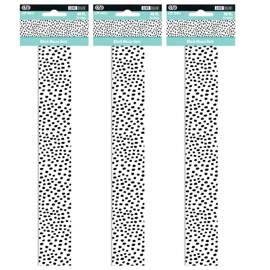 Black Messy Dots EZ Border, 48 Feet Per Pack, 3 Packs