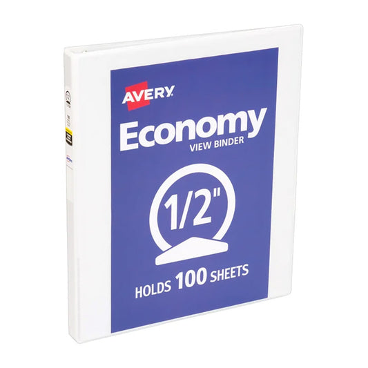 Economy View Binder, 1/2" Capacity, White
