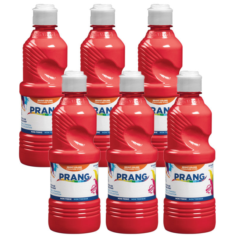 Ready-to-Use Tempera Paint, Red, 16 oz, Pack of 6