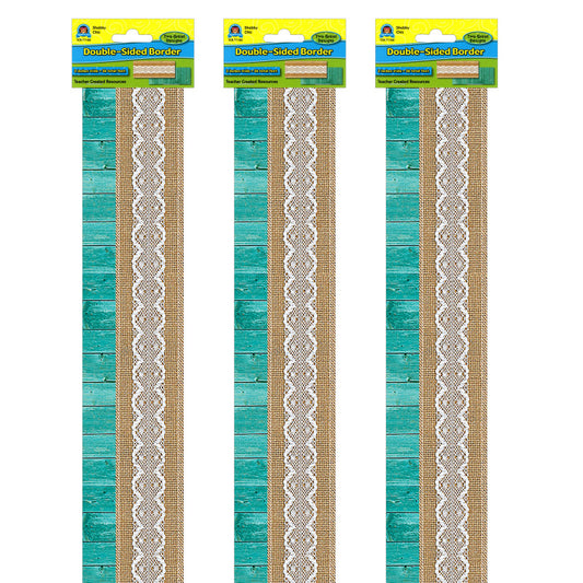 Shabby Chic Double-Sided Border, 36 Feet Per Pack, 3 Packs