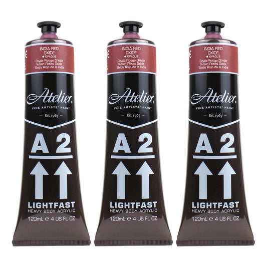 A2 Heavy Body Lightfast Artist Acrylic, 4 oz., India Red Oxide, Pack of 3