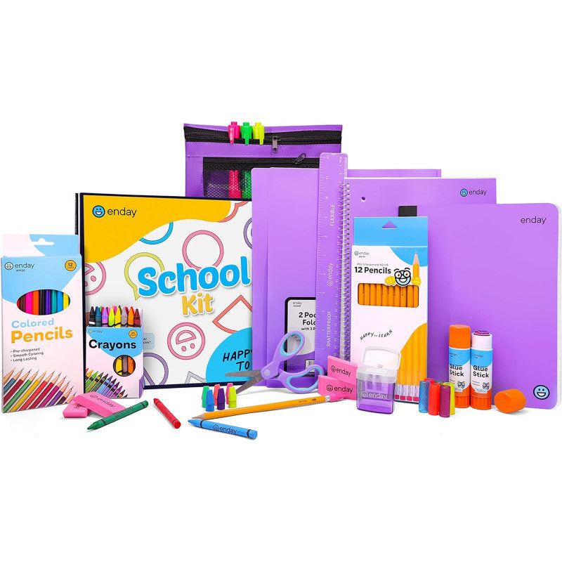 School Supply Kit, Purple, 71-Piece Set