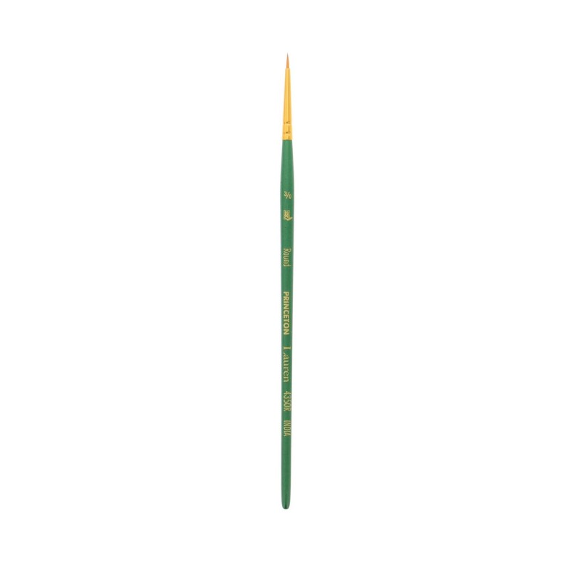 Lauren Round Brush, Synthetic Bristles, Short Handle Watercolor Paintbrush, Evergreen, Size 3/0, 1 Count