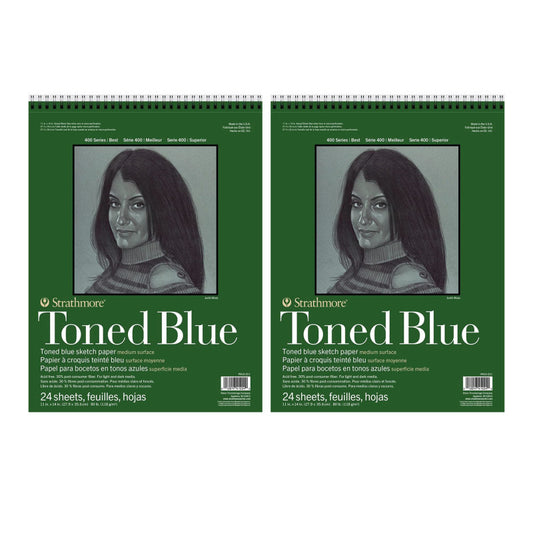 400 Series Sketch Pad, Recycled, Toned Blue, Top Wire Binding, 24 Sheet, 11x14 inch, Pack of 2