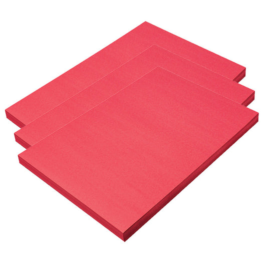 Construction Paper, Medium Weight, Holiday Red, 12" x 18", 100 Sheets Per Pack, 3 Packs