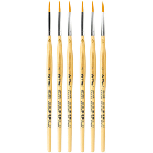 JUNIOR Synthetics Student Brush, Synthetic, Tempera, Round, Series 303, Size 3, Pack of 6