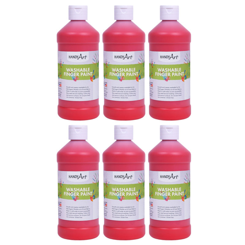 Washable Finger Paint, Red, 16 oz., Pack of 6