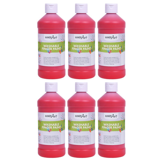 Washable Finger Paint, Red, 16 oz., Pack of 6