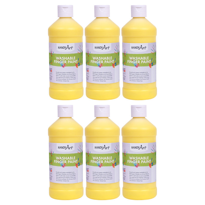 Washable Finger Paint, Yellow, 16 oz., Pack of 6