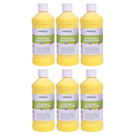 Washable Finger Paint, Yellow, 16 oz., Pack of 6