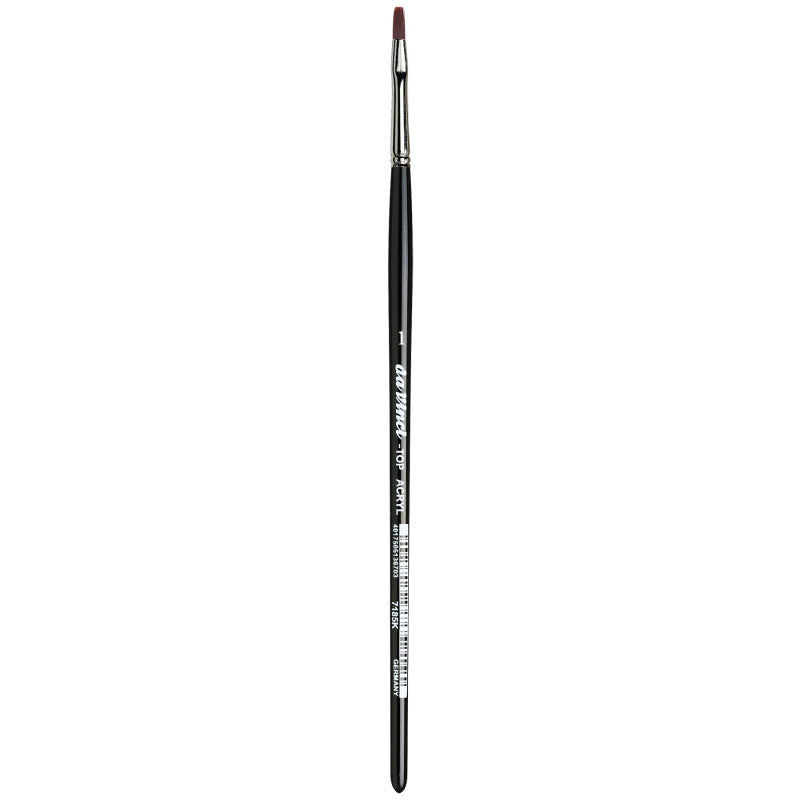 TOP-ACRYL Bright Red-Brown Brush, Synthetic, Acrylic & Oil, Flat, Series 7185K, Size 1