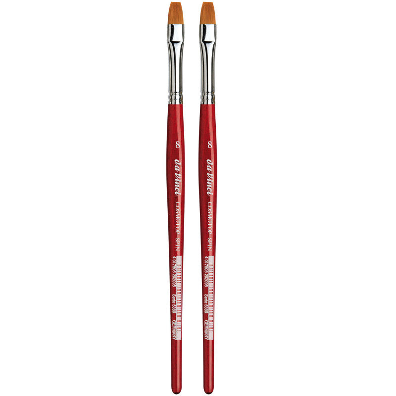 COSMOTOP-SPIN Silkpainting Brush, Synthetic, Watercolor, Flat, Size 8, Pack of 2
