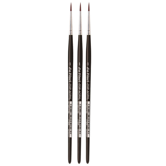 TOP-ACRYL Red-Brown Brush, Synthetic, Acrylic & Oil, Round, Series 7785K, Size 1, Pack of 3