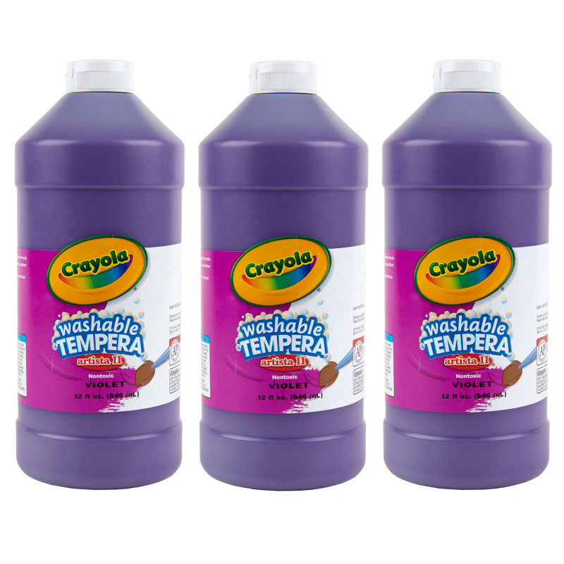 Artista II Washable Tempera Paint, 32 oz, Violet, Pack of 3