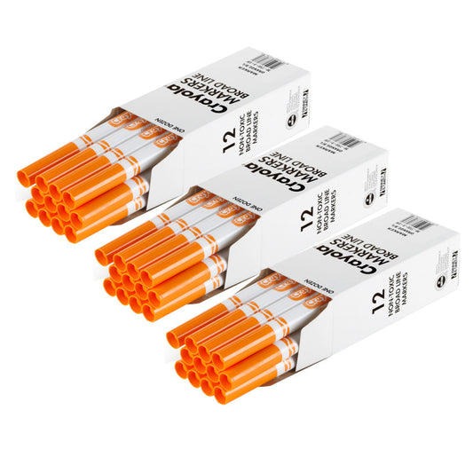 Bulk Markers, Conical Tip, Orange, 12 Per Pack, 3 Packs