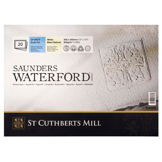 Saunders Waterford Watercolor Block, Cold Pressed, White, 140lb/300gsm, 20 Sheet, 14x10 inch, 1 Count