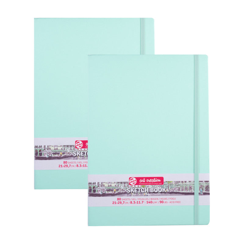 Sketchbook, 80 Sheets, 90lbs, Fresh Mint Cover, 8.3" x 11.7" (A4), Pack of 2