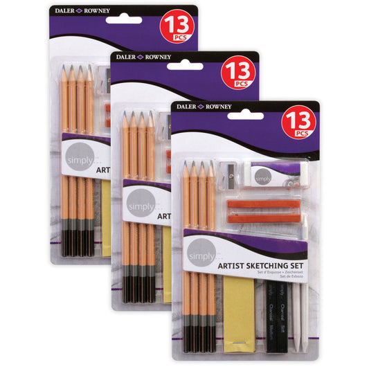 Simply... Sketching Pencils Set, 13 Per Set, 3 Sets