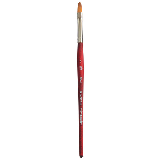 Velvetouch Filbert Brush, Synthetic Bristles, Short Handle Mixed Media Paintbrush, Scarlet, Size 6, 1 Count