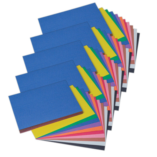 Construction Paper, Medium Weight, 10 Assorted Colors, 9" x 12", 100 Sheets Per Pack, 5 Packs