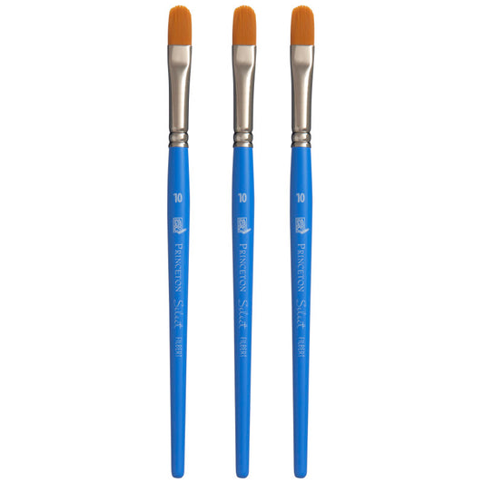 Select Artiste Filbert Brush, Synthetic Bristles, Short Handle Mixed Media Paintbrush, Jewel Blue, Size 10, Pack of 3